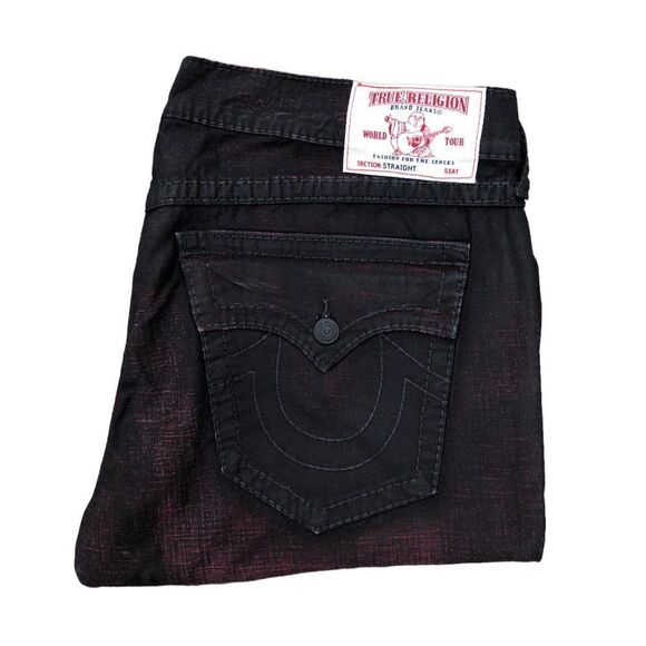 RARE True Religion Jeans Size 40 STRAIGHT Red Flap T - Picture 1 of 10